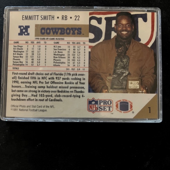 1992 Autographed Emmit Smith Pro Set card # 1 - Picture 2 of 2